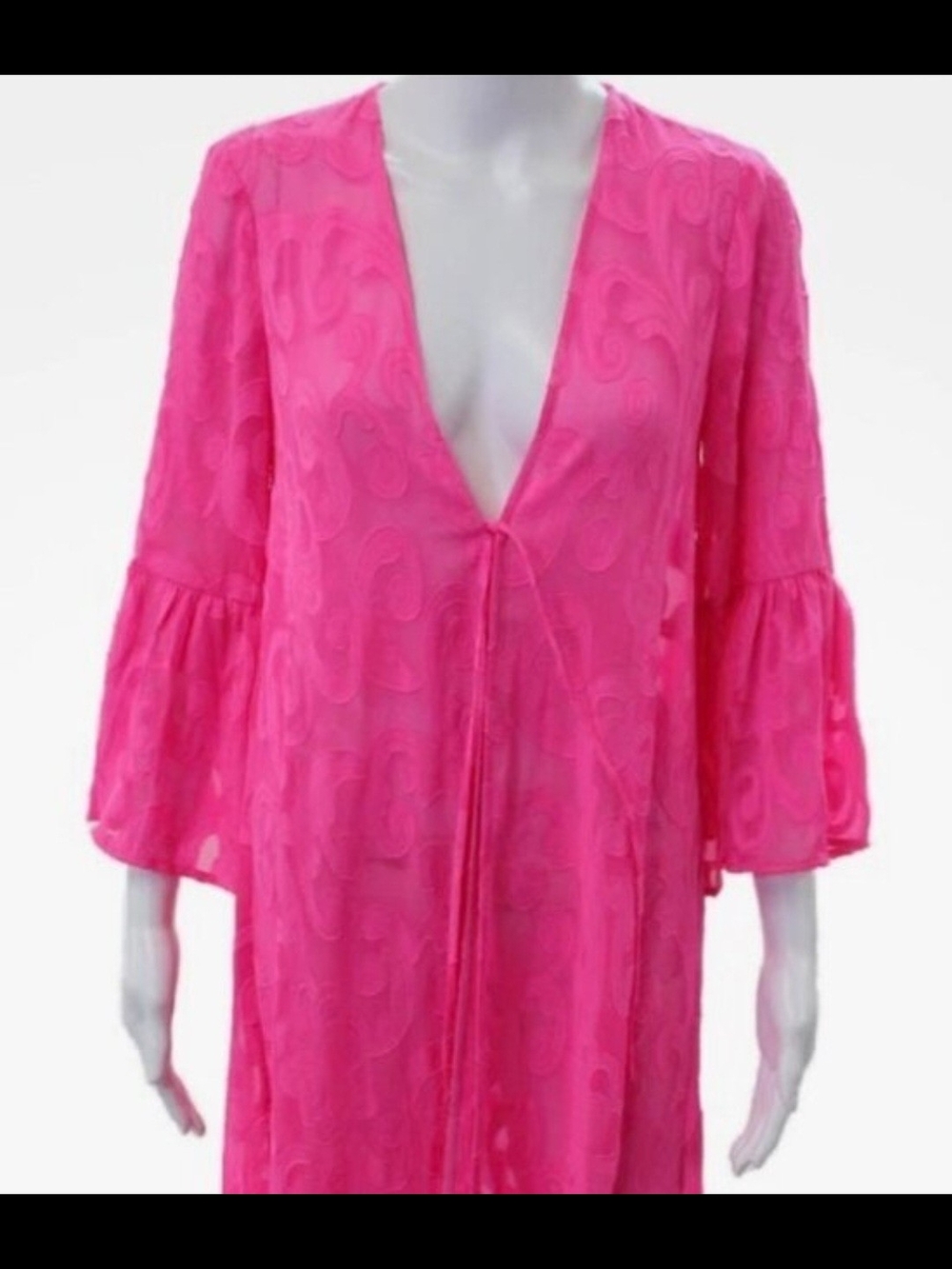 Lilly Pulitzer Motley Aura Pink Poly Crepe Swirl Clip Sheer Maxi Swim Coverup